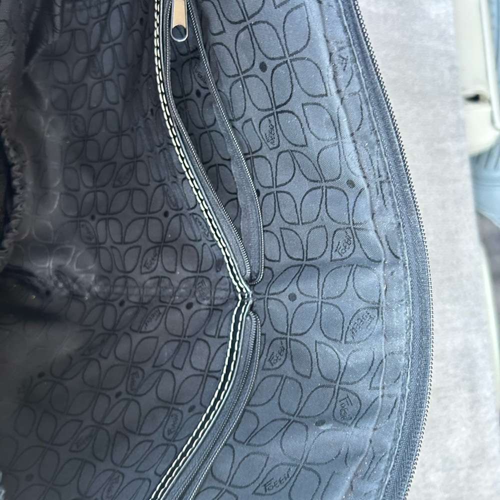 Fossil Black Leather Logo Patch Handbag - Picture 10 of 10
